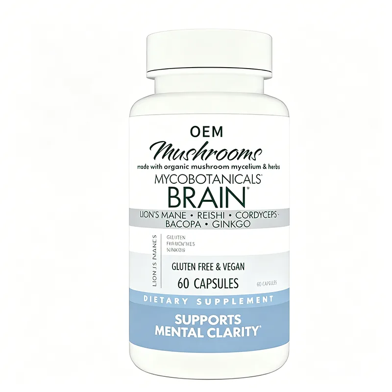 OEM Wholesale Mycobotanicals Brain Mushroom Capsules, Lion's Mane Reishi Cordyceps Mental Clarity Supplement 60 Counts