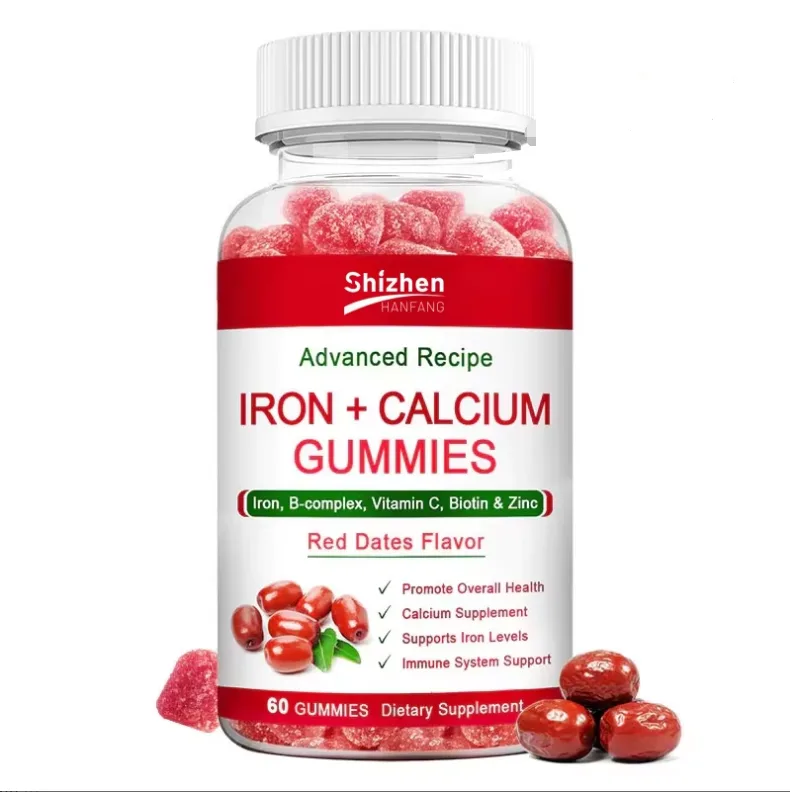 OEM ODM Iron + Calcium Gummies With Vitamin C & B-Complex for Immune & Bone Health