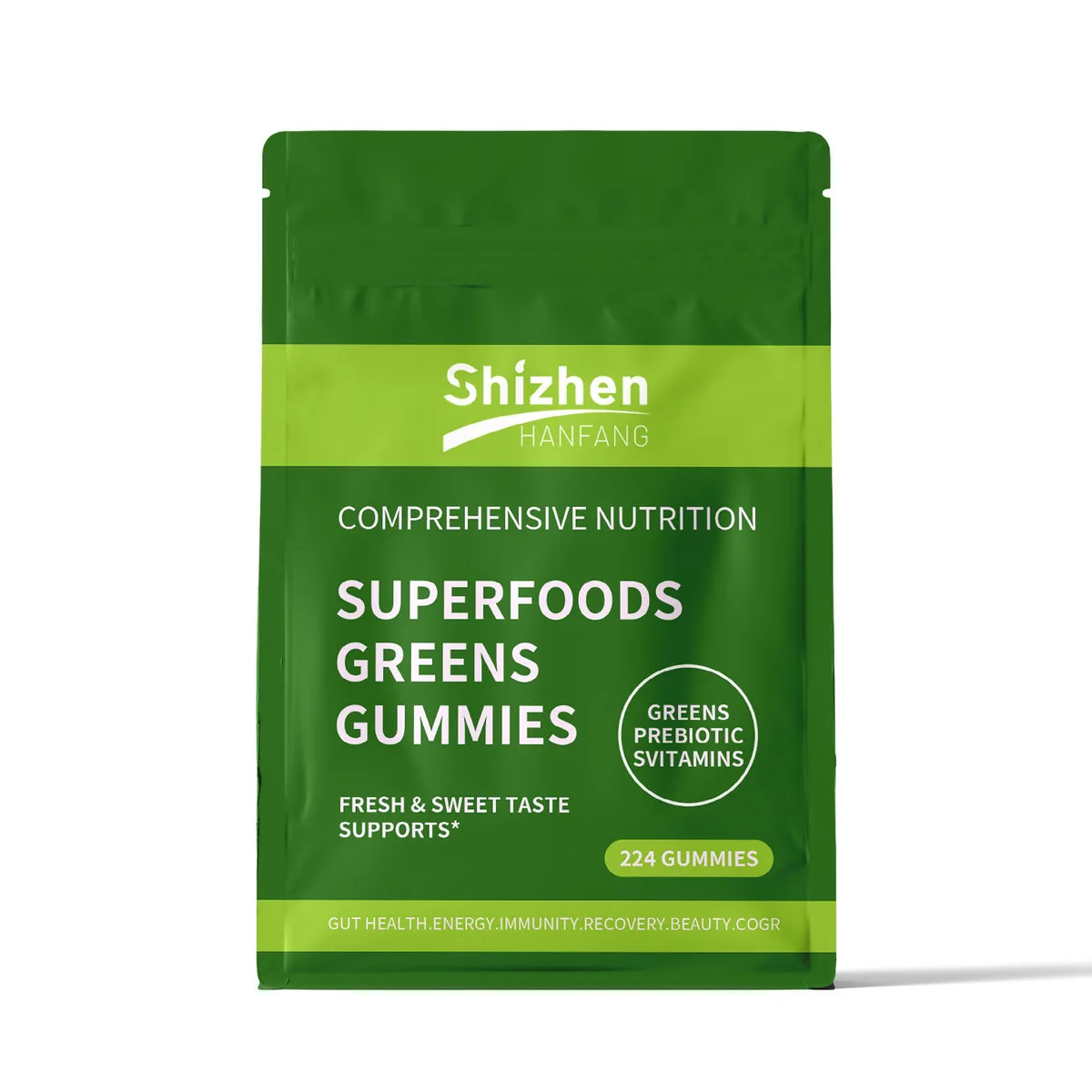 Hot Sales Private Label Oem High Quality Superfoods Greens Gummies for Energy and Digestion Support Comprehensive Nutrition