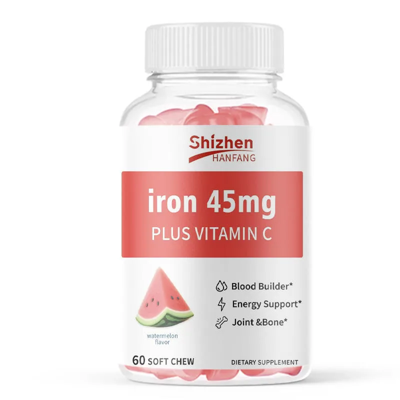 Hot Sales Oem Private Label Iron 45mg Plus Vitamin C Gummies for Blood Builder Energy Support Joint Bone Health Immune System