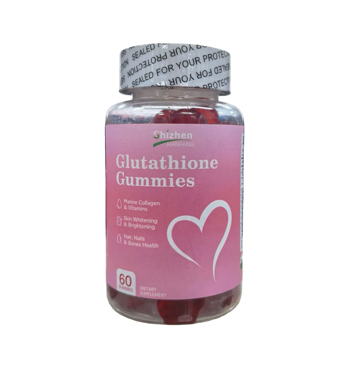 OEM Private Label Manufacturing of L-glutathione Gummies for Women's Skin Whitening.