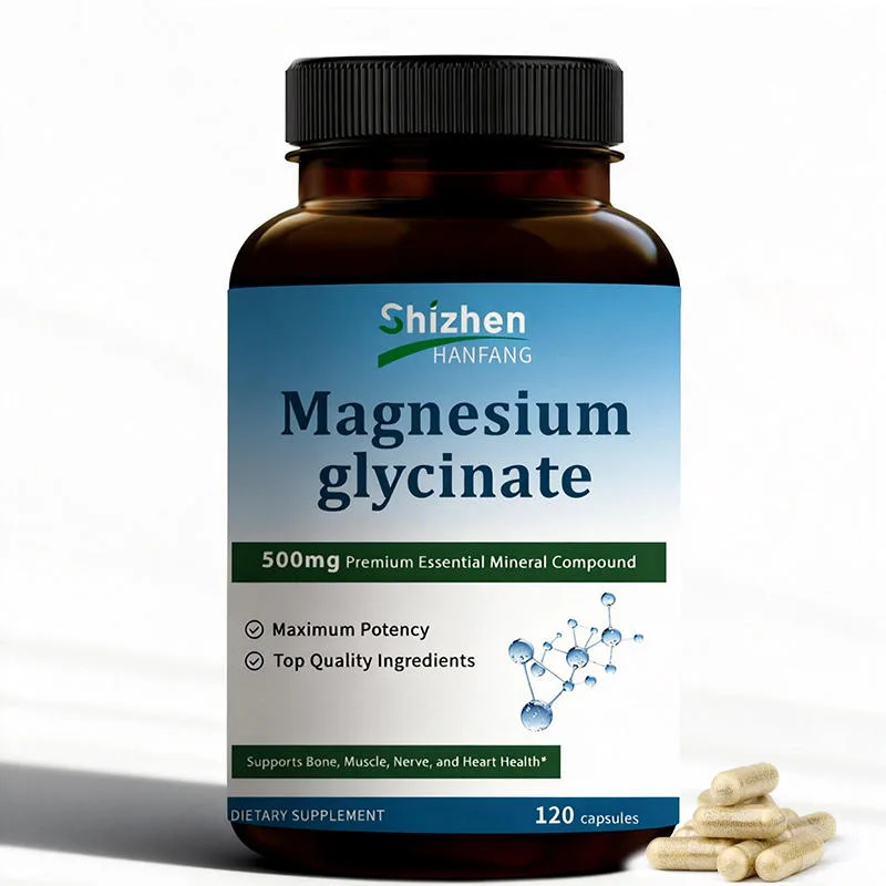 Hot Selling Shizhen Magnesium Glycinate 500mg Capsules | 120 Counts High Absorption Mineral Supplement for Bone & Heart Health