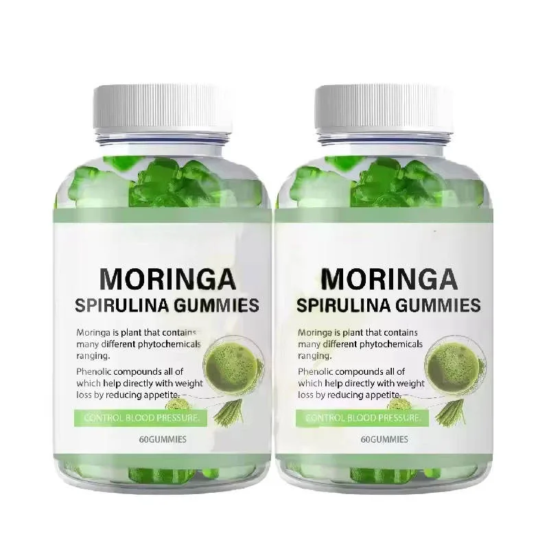 OEM Private Label 60 Gummies Support Booster Energy Moringa Wheatgrass Kelp Blend Hawaiian Chlorella Spirulina Gummies