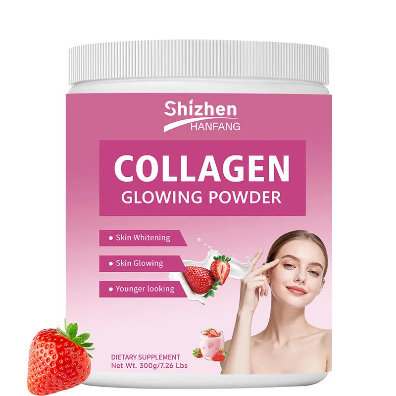 OEM/ODM COLLAGEN GLOWING POWDER Skin Whitening Skin Glowing Younger Looking DIETARY SUPPLEMENT Net Wt. 300g/7.26 Lbs