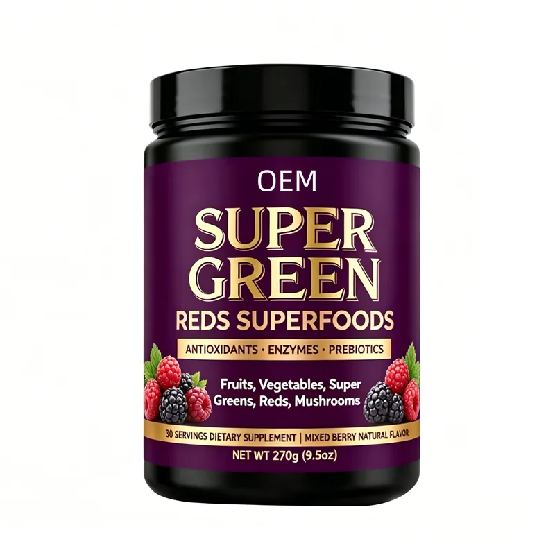 Super Greens and Reds Superfood Powder With Antioxidants Enzymes and Prebiotics Mixed Berry Flavor 30 Servings