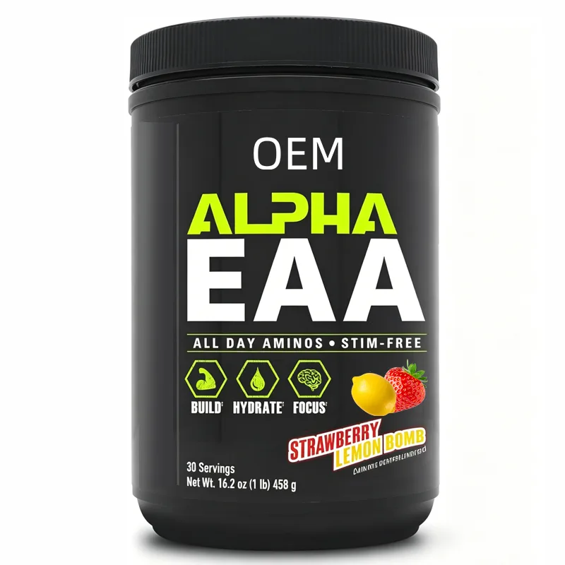 Alpha EAA Powder Stim Free All Day Aminos Build Hydrate Focus No Crash No Bloat Strawberry Lemon Bomb 30 Servings 458g