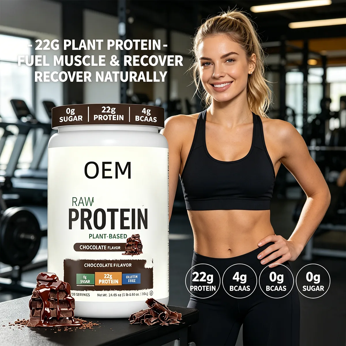 Protein Powder 22g Protein 4g BCAAs 0 Sugar Chocolate Easy Mix 700g
