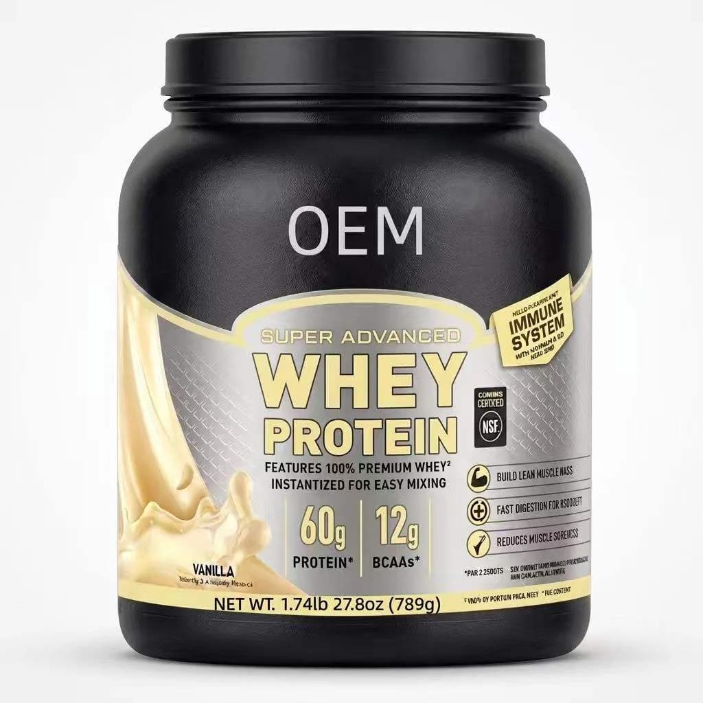 Super Advanced Immune System Whey Protein 60g Protein 12g Serving Vanilla Flavor 1.74lb 789g Net Wt Instantized for Easy Mixing