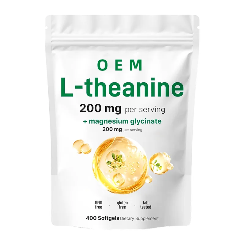 OEM L Theanine 200mg Plus Magnesium Glycinate 200mg Per Serving Dietary Supplement 400 Softgels