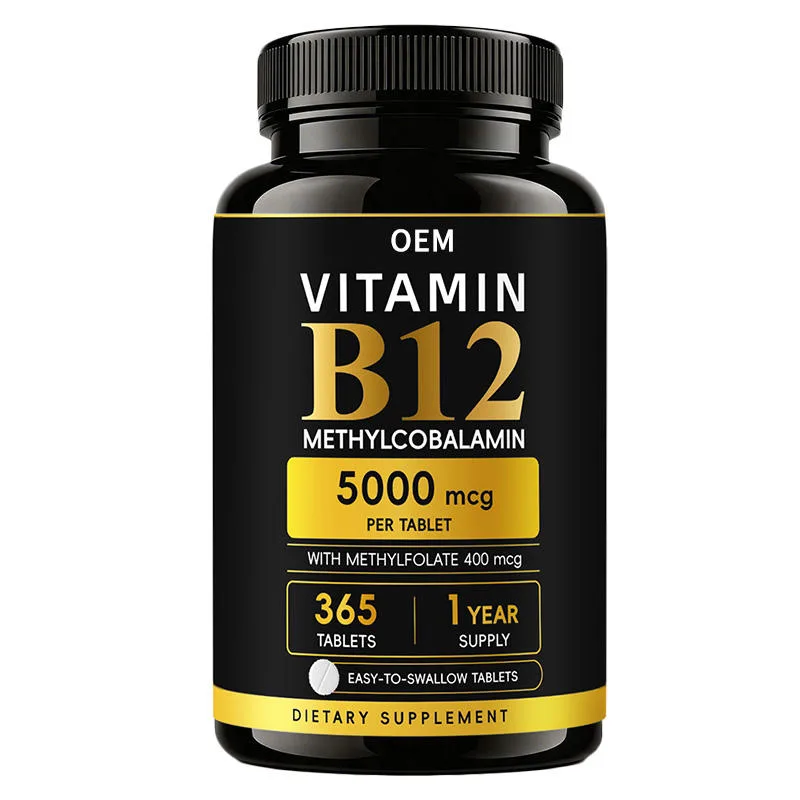 OEM Vitamin B12 Methylcobalamin 5000mcg Tablets with Methylfolate, Energy Nerve Support, 365 Count 1-Year Supply