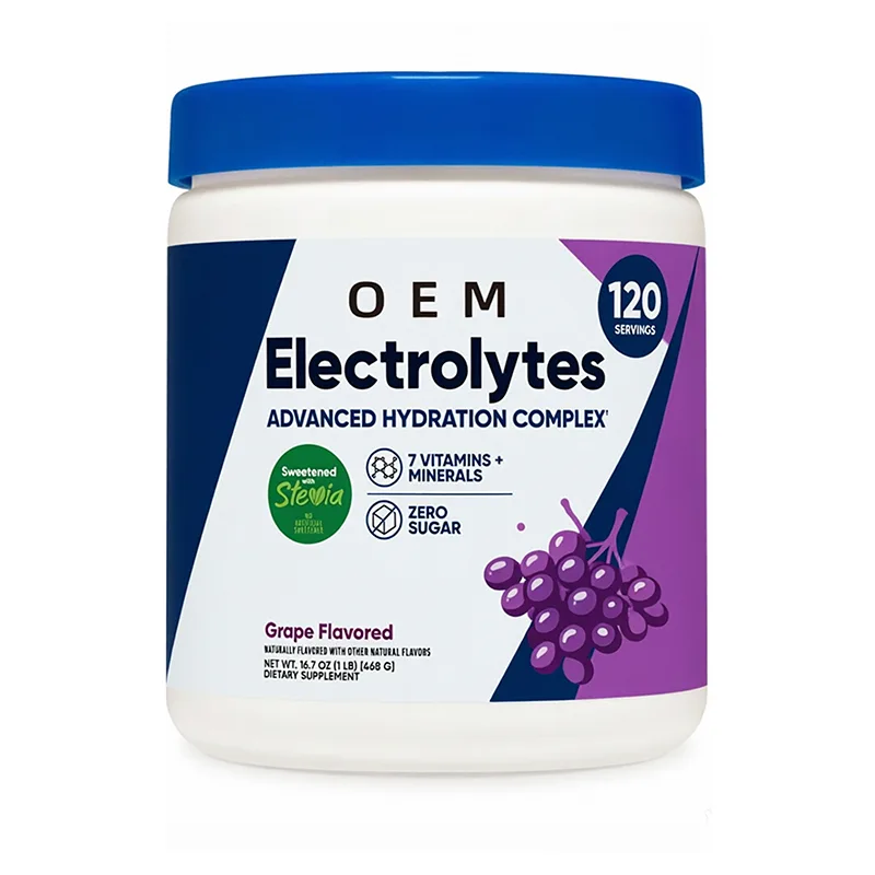 OEM Electrolytes Powder, Grape Flavor with 7 Vitamins Minerals, Zero Sugar Advanced Hydration Complex, 120 Servings 468g