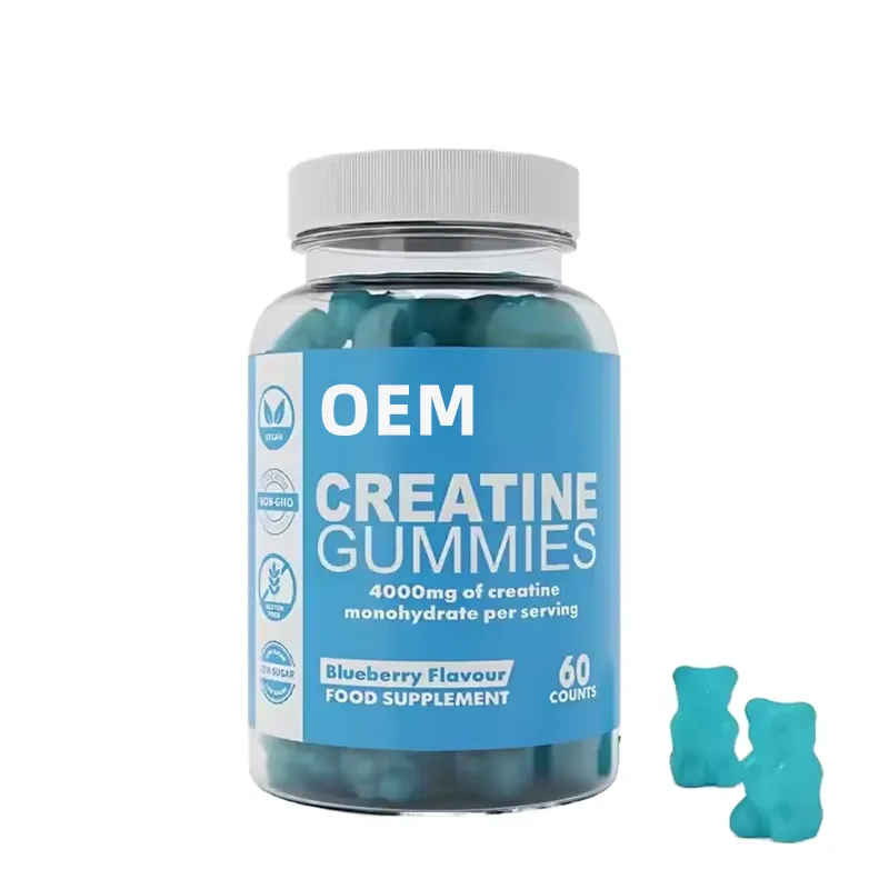 OEM Blueberry Creatine Gummies 4000mg Per Serving, 60-Count Vegan Food Supplement for Workout Support