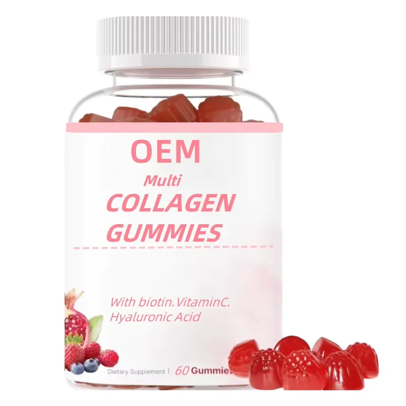OEM Multi Collagen Gummies with Biotin Vitamin C Hyaluronic Acid 60 Gummies Dietary Supplement