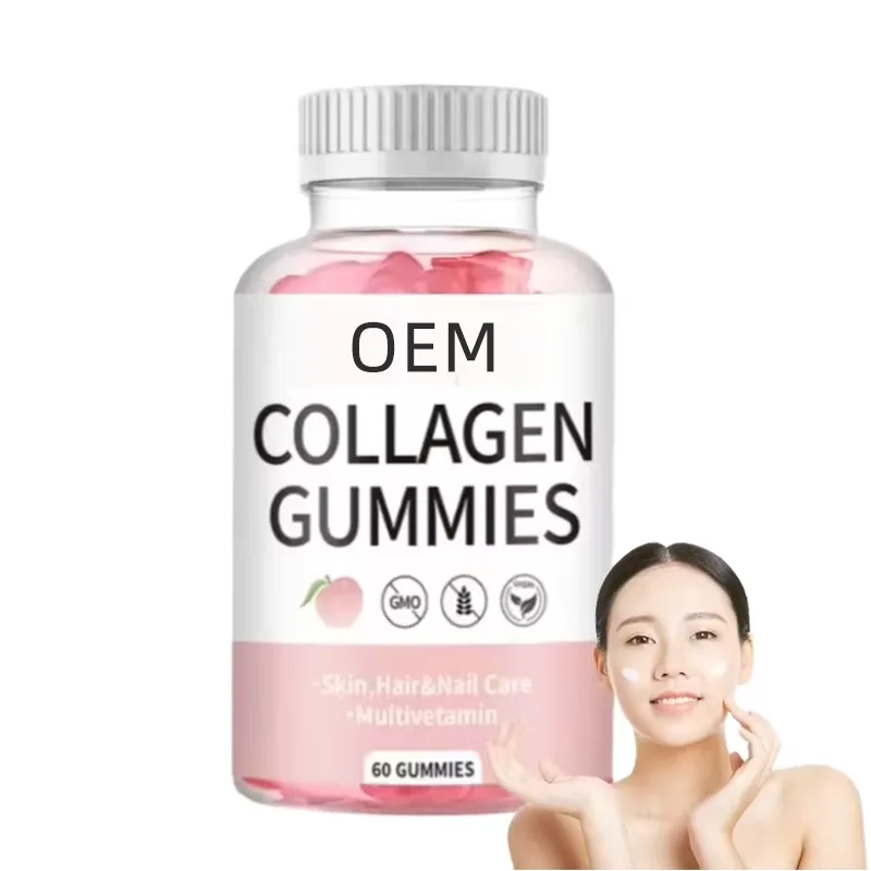 OEM Collagen Gummies with Multivitamin Peach Flavor 60 Gummies GMO Free Dietary Supplement
