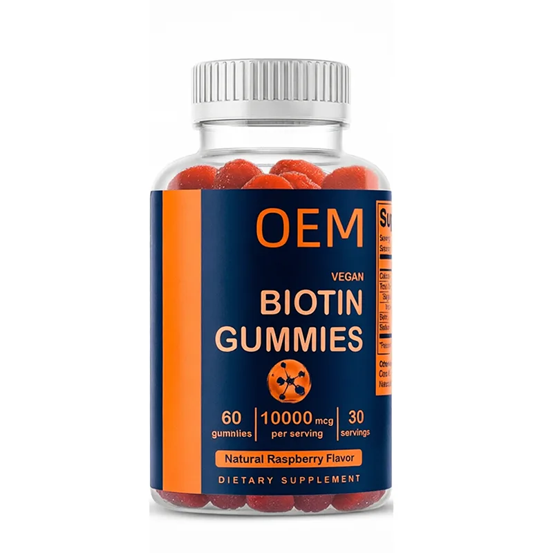 Biotin Gummies with Natural Raspberry Flavor 10000 Mcg Per Serving, 60 Gummies Total for 30 Days, Supports Hair Skin and Nails