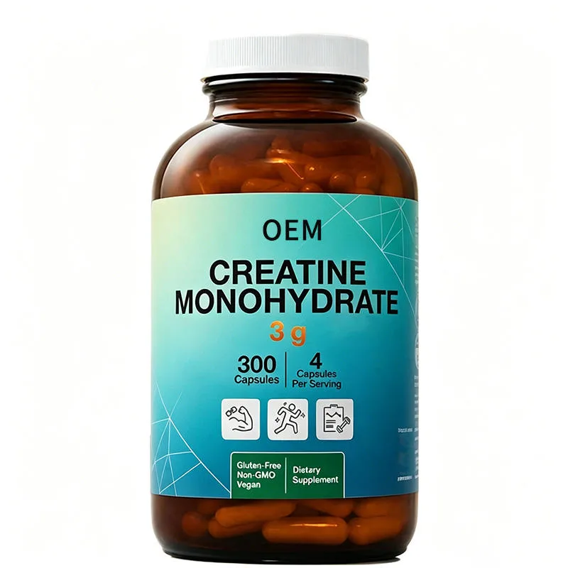 Creatine Monohydrate 300 Capsules 4 Per Serving Gluten Free Non GMO Dietary Supplement OEM Sports Nutrition Strength Formula