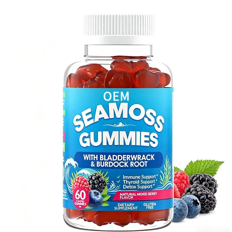 Bladderwrack and Burdock Root Gummies Immune Support Thyroid Support Detox Support Natural Mixed Berry 60 Gummies OEM Supplement