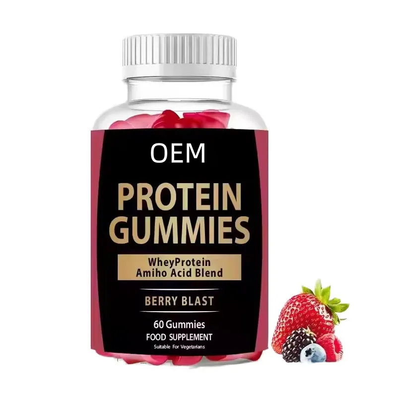 Protein Gummies with Whey Protein and Amino Acid Blend Berry Blast Flavor 60 Gummies OEM Food Supplement Fitness Support