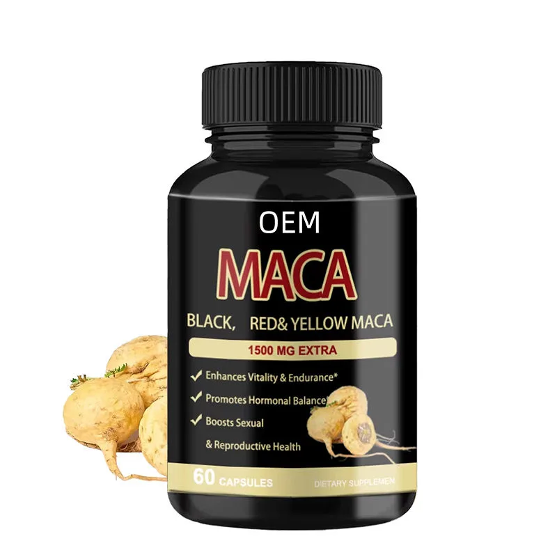Maca Black Red and Yellow Blend 1500 mg Extra Strength 60 Capsules Supports Vitality Endurance Hormonal