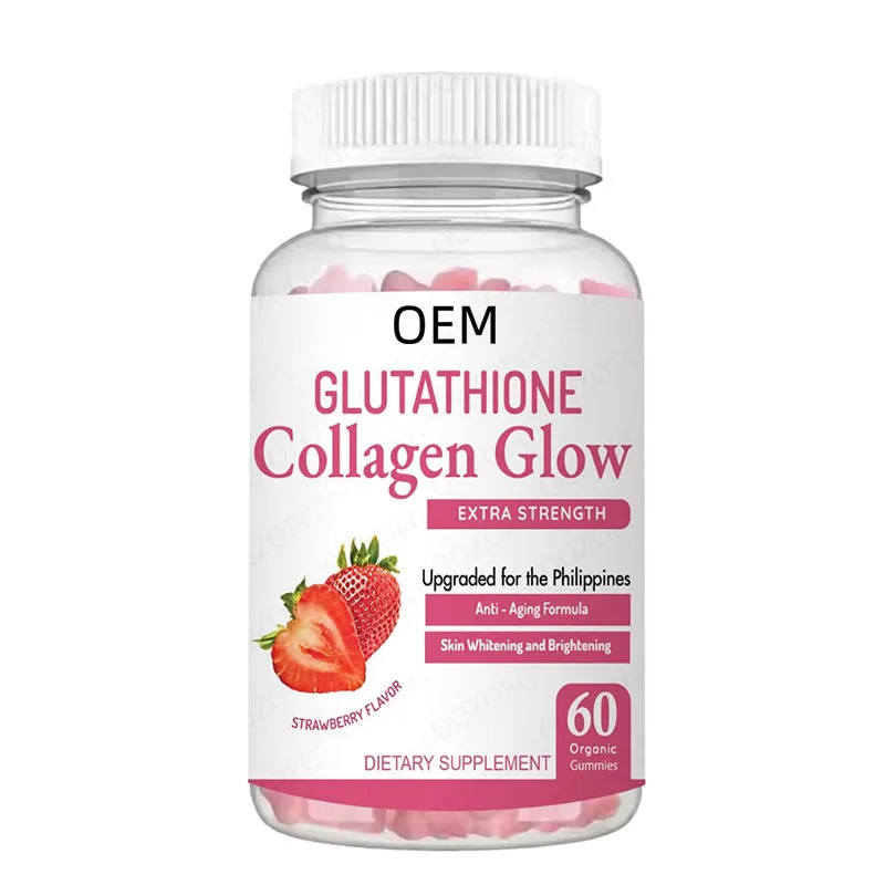 Glutathione Collagen Glow Extra Strength Gummies Strawberry Flavor Anti Aging Skin Whitening Brightening 60 Gummies