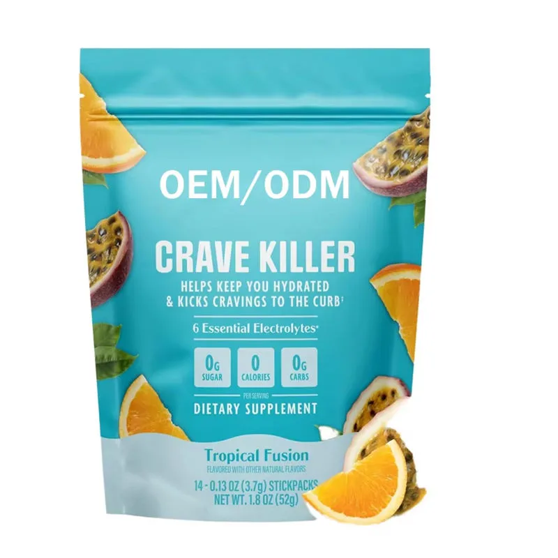 Crave Killer Hydration Drink Mix with 6 Essential Electrolytes Zero Sugar Zero Calories Tropical Fusion Flavor