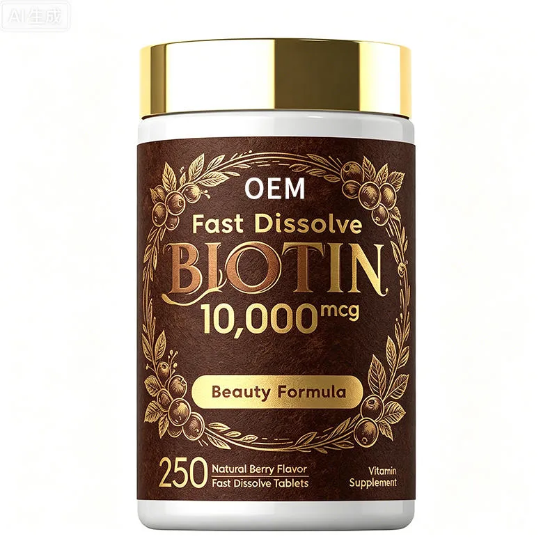 Fast Dissolve Biotin 10000mcg Beauty Formula 250 Tablets Natural Berry Flavor OEM Vitamin Supplement for Hair Skin Nails