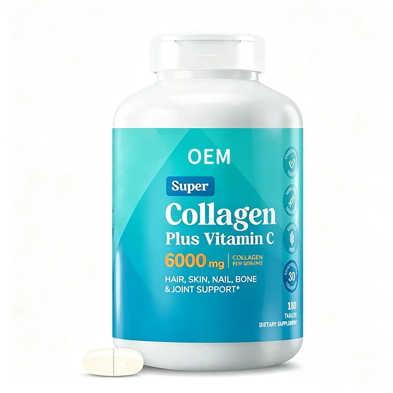 Super Collagen Plus Vitamin C 6000mg Per Serving 180 Tablets for Hair Skin Nail Bone and Joint Support OEM Supplement