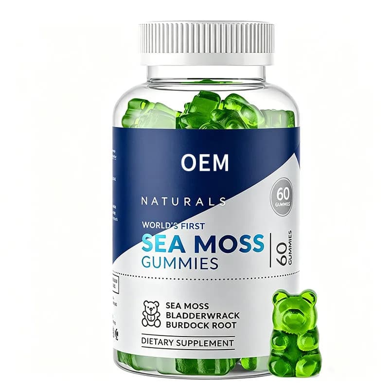 Sea Moss Gummies with Bladderwrack and Burdock Root 60 Count Worlds First Natural Gummies OEM Dietary Supplement for Wellness