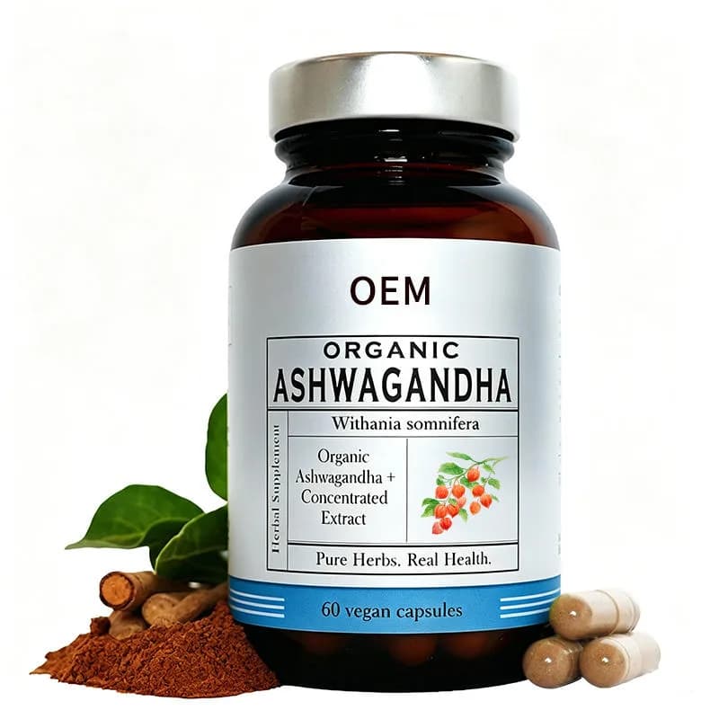Ashwagandha Concentrated Extract 60 Vegan Capsules Withania Somnifera OEM Pure Herbal Supplement for Health