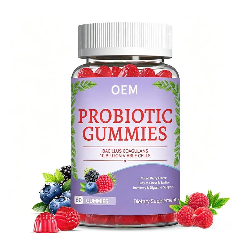Probiotic Gummies with Bacillus Coagulans 10 Billion Viable Cells Mixed Berry Flavor 60 Count for Immunity