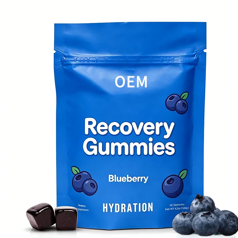 Recovery Gummies Blueberry Flavor for Hydration Support 60 Count OEM Dietary Supplement for Post Workout Wellness