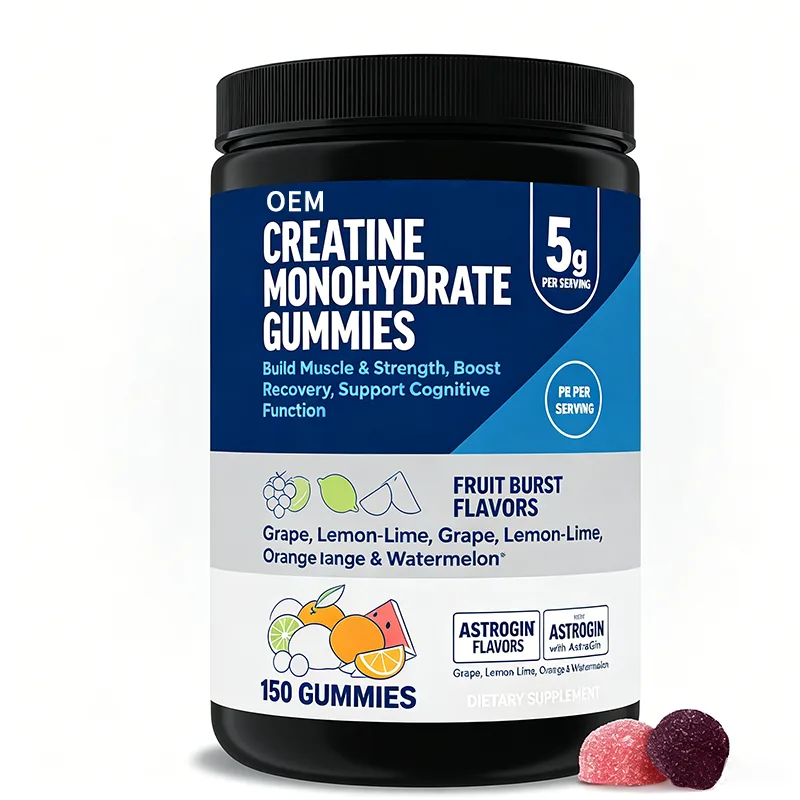 Creatine Monohydrate Gummies with Fruit Burst Flavors Grape Lemon Lime Orange Tangerine and Watermelon 150 Gummies