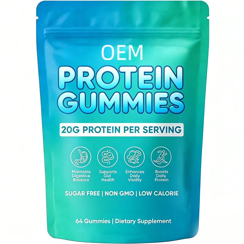 Protein Gummies 20g Protein Per Serving Sugar Free Non GMO Low Calorie 64 Gummies OEM Dietary Supplement