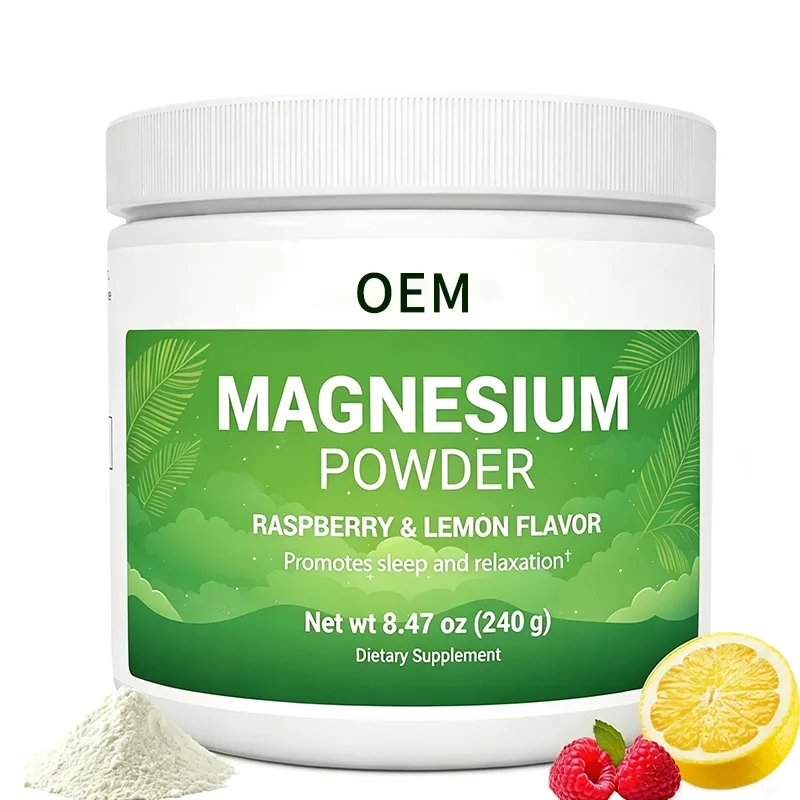 Magnesium Powder Raspberry and Lemon Flavor for Sleep and Relaxation Support Net Wt 8.47oz 240g OEM Supplement