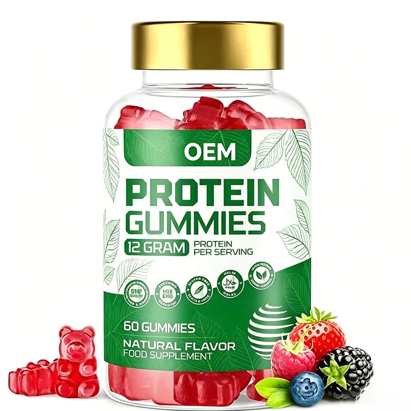 Protein Gummies 12g Protein Per Serving Natural Flavor 60 Gummies OEM Food Supplement for Daily Wellness