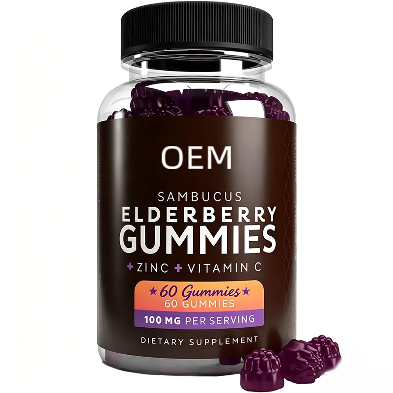 Sambucus Elderberry Gummies with Zinc and Vitamin C 100mg Per Serving 60 Gummies OEM Dietary Supplement