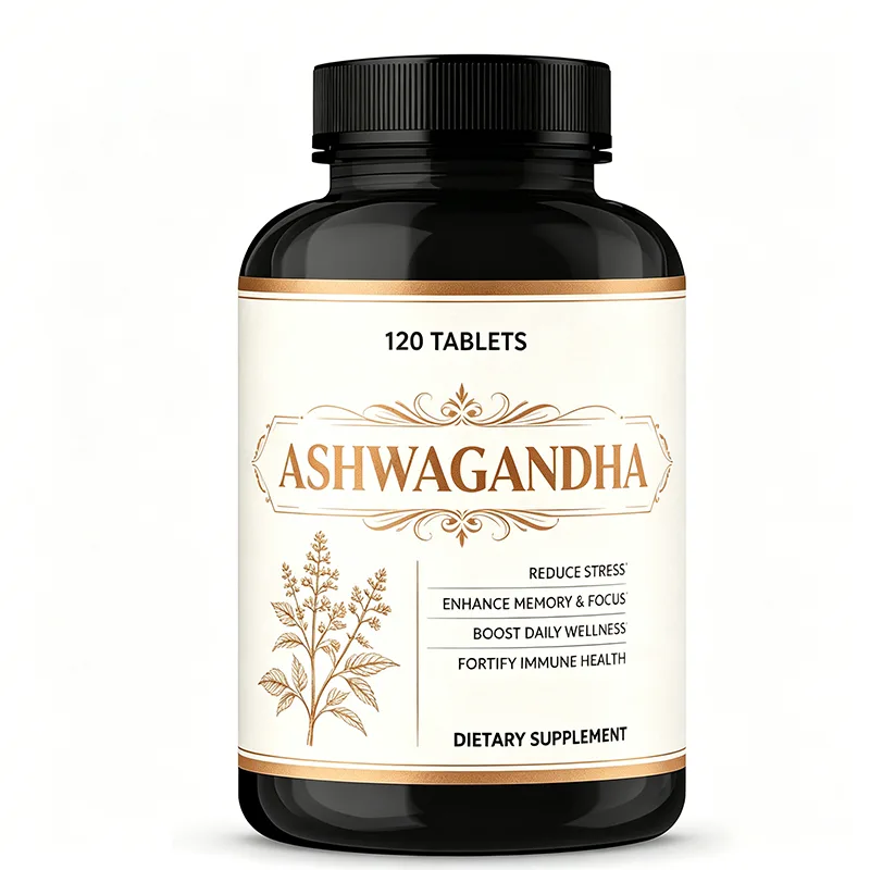 Natural Ashwagandha Tablets 120 Count Stress Reduction Memory Focus Immune Support Daily Wellness Herbal Supplement