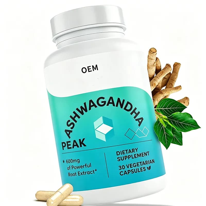 600mg Ashwagandha Peak Root Extract Vegetarian Capsules Natural Adaptogen Stress Support 30 Count Dietary Supplement