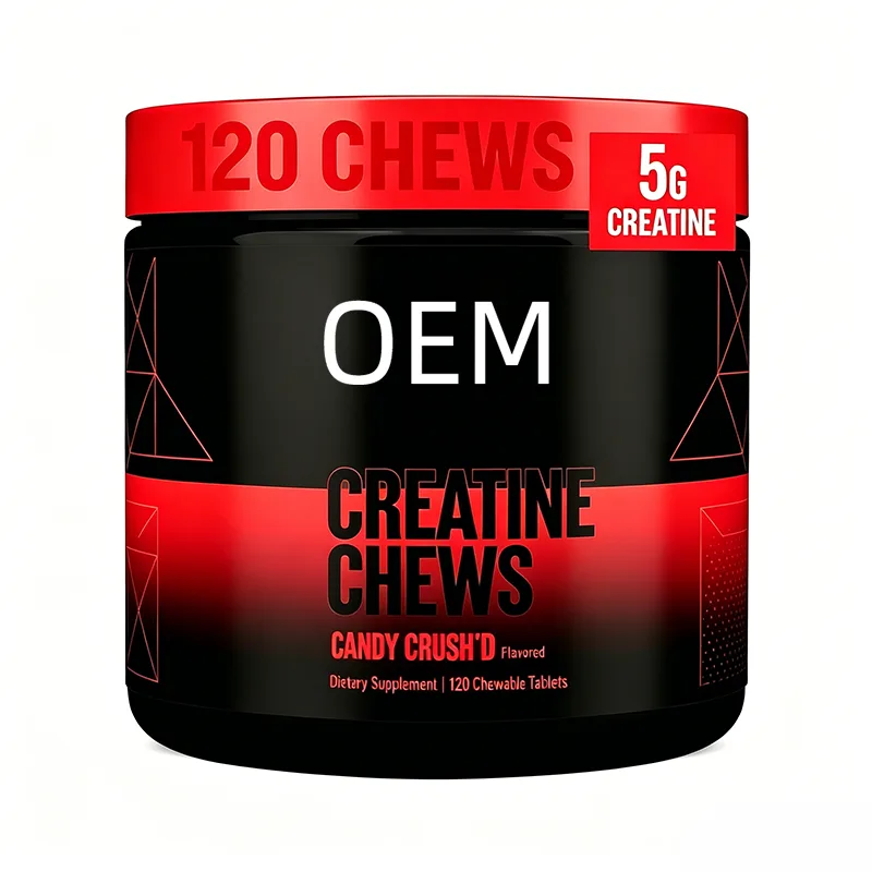 Creatine Chews 5g Per Serving Candy Crush D Flavored 120 Chewable Tablets OEM Dietary Supplement