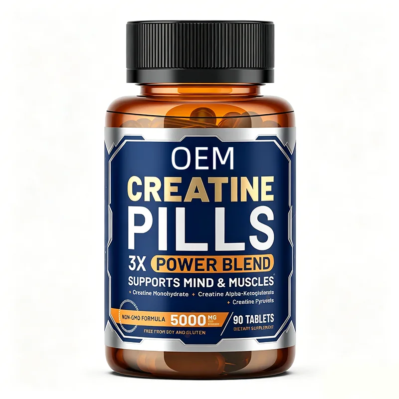 Creatine Pills 3X Power Blend 5000mg with Creatine Pyruvate 90 Tablets Non GMO Soy Free Gluten Free OEM Supplement