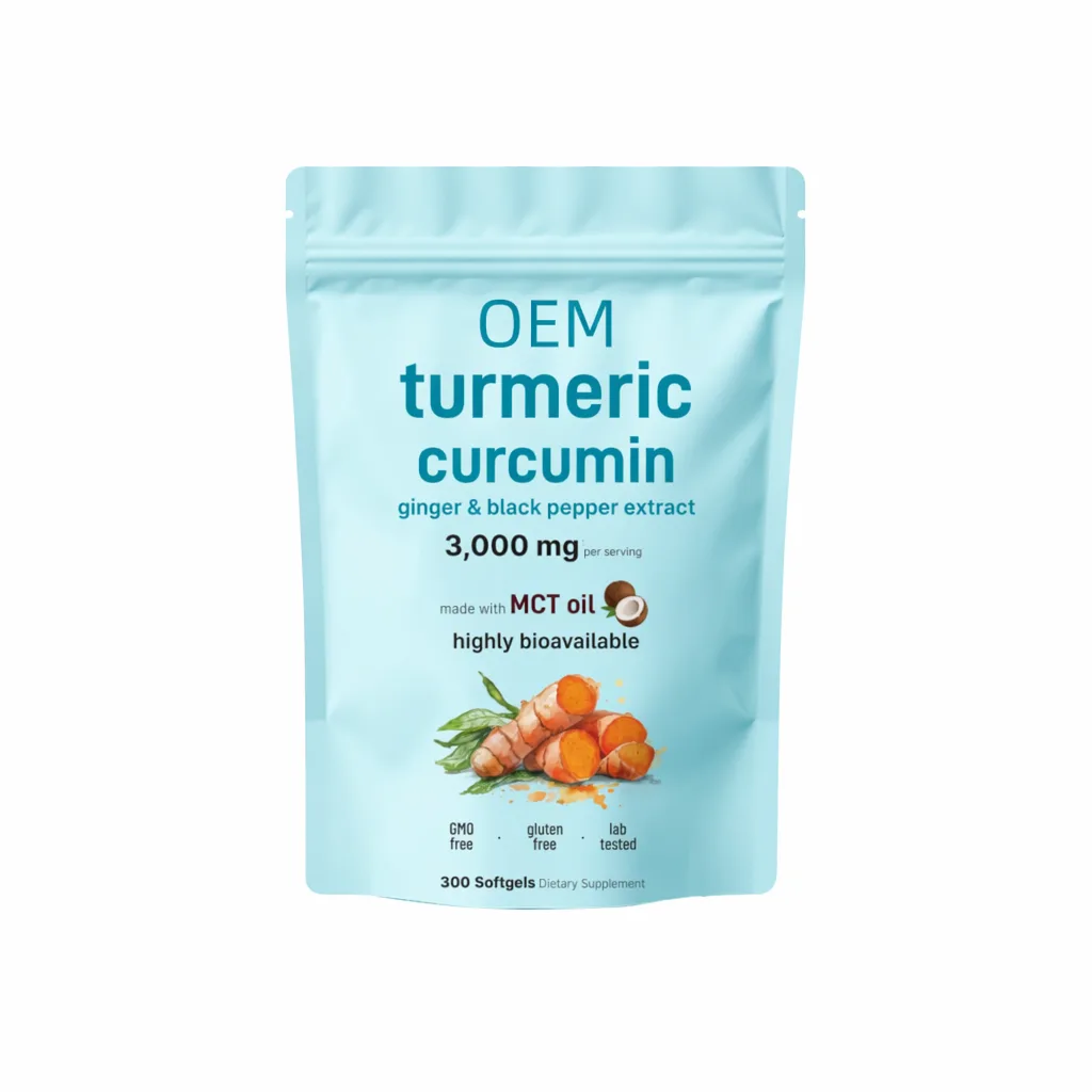 Turmeric Curcumin with Ginger and Black Pepper Extract 3000mg Per Serving MCT Oil Base 300 Softgels OEM Supplement