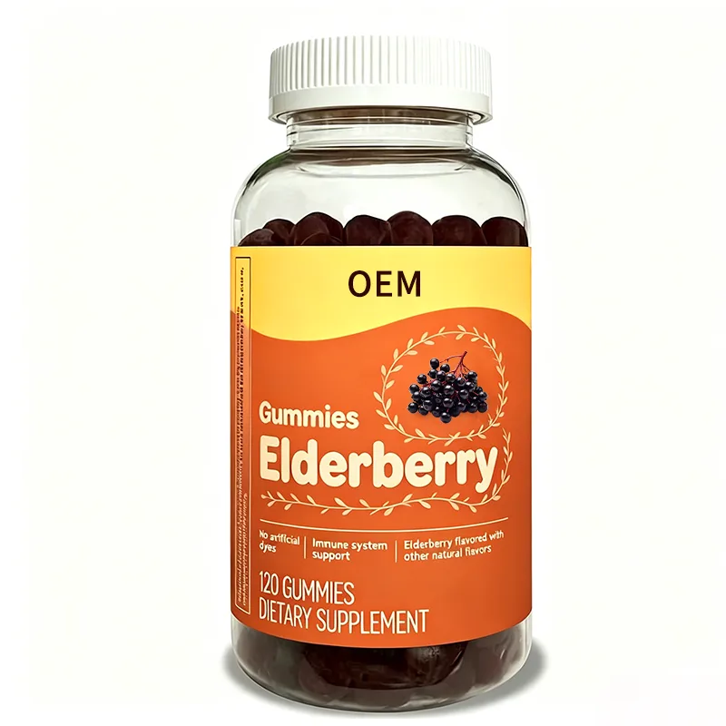 Elderberry Gummies Immune System Support Natural Flavor No Artificial Dyes 120 Gummies OEM Supplement