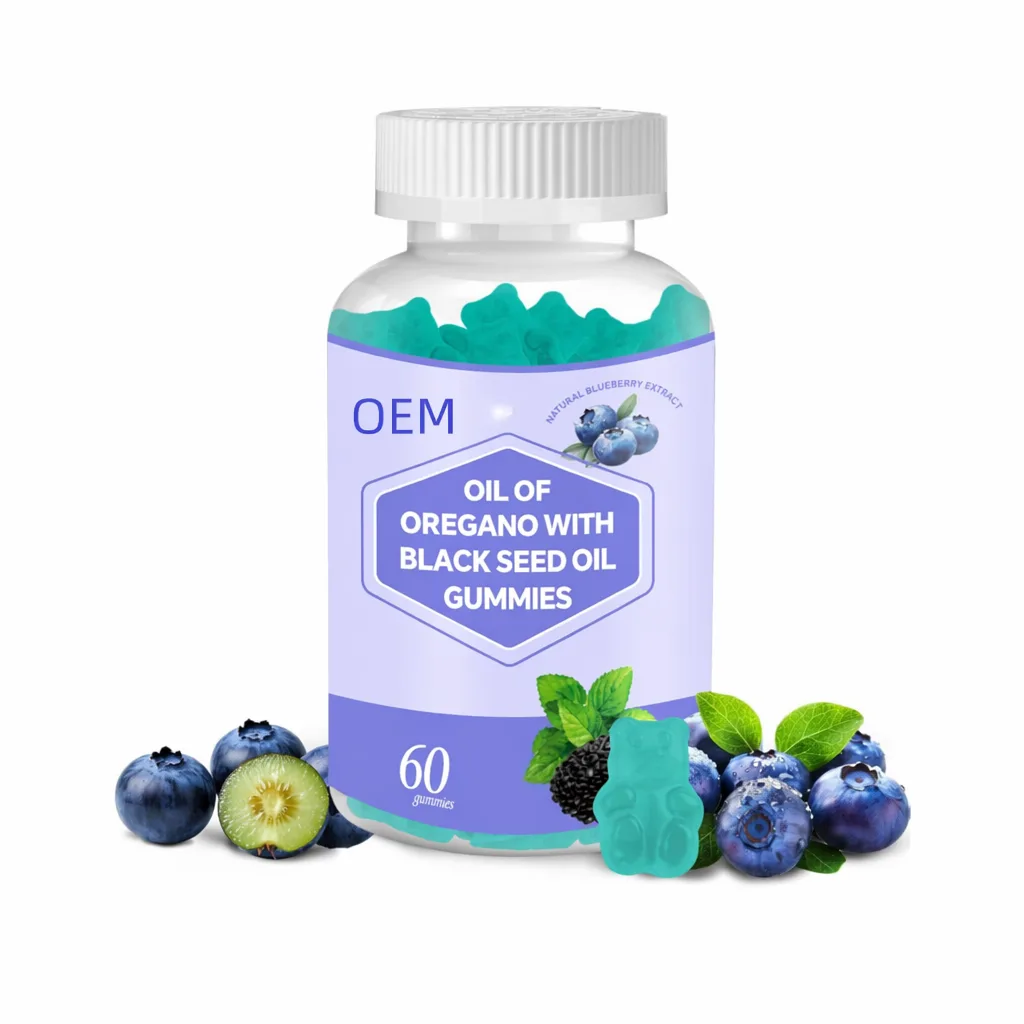 Oil of Oregano with Black Seed Oil Gummies 60 Count OEM Dietary Supplement for Daily Wellness