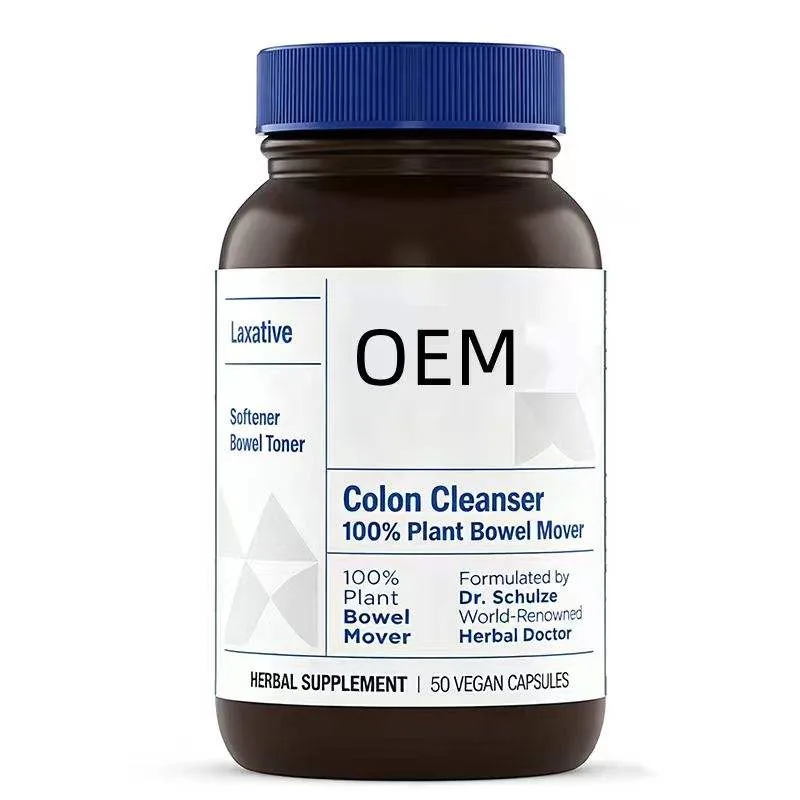 OEM Wholesale 100% Plant Colon Cleanser Vegan Capsules, Natural Laxative Bowel Softener Detox Supplement 50 Counts