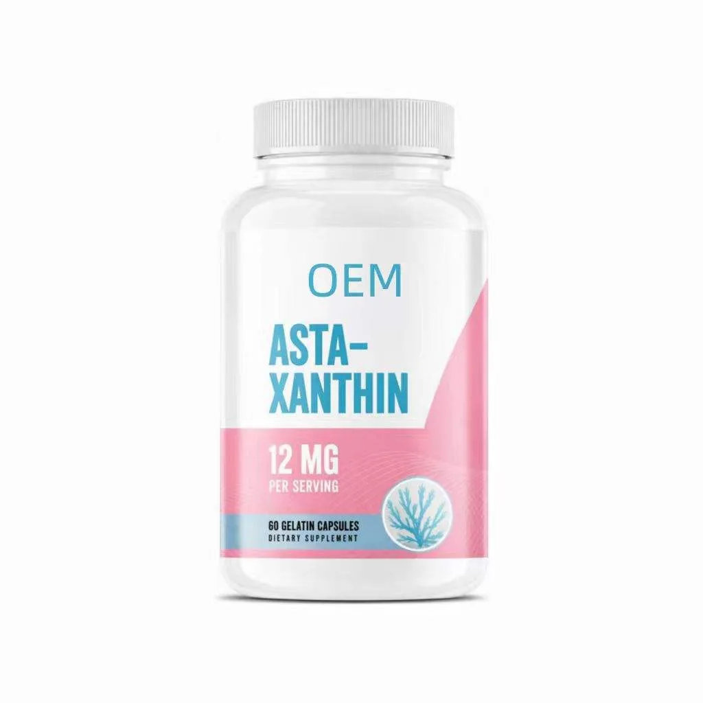 Astaxanthin 12mg Per Serving 60 Gelatin Capsules OEM Dietary Supplement for Daily Wellness Support