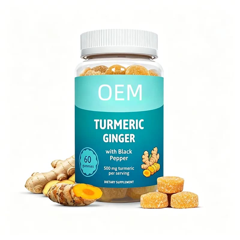 Turmeric Ginger Gummies with Black Pepper 500mg Turmeric Per Serving 60 Count OEM Dietary Supplement
