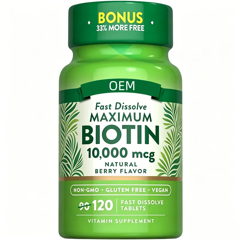 Maximum Biotin 10000mcg Fast Dissolve Tablets 120 Count Non GMO Gluten Free Vegan OEM Vitamin Supplement