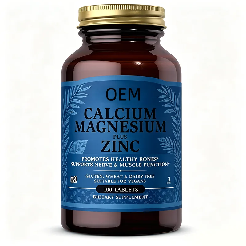 Calcium Magnesium Plus Zinc 100 Tablets Suitable for Vegans OEM Dietary Supplement for Bone Health