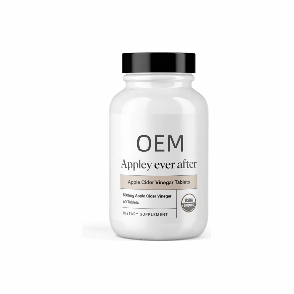 Apple Cider Vinegar Tablets 500mg 60 Count USDA OEM Dietary Supplement for Daily Wellness