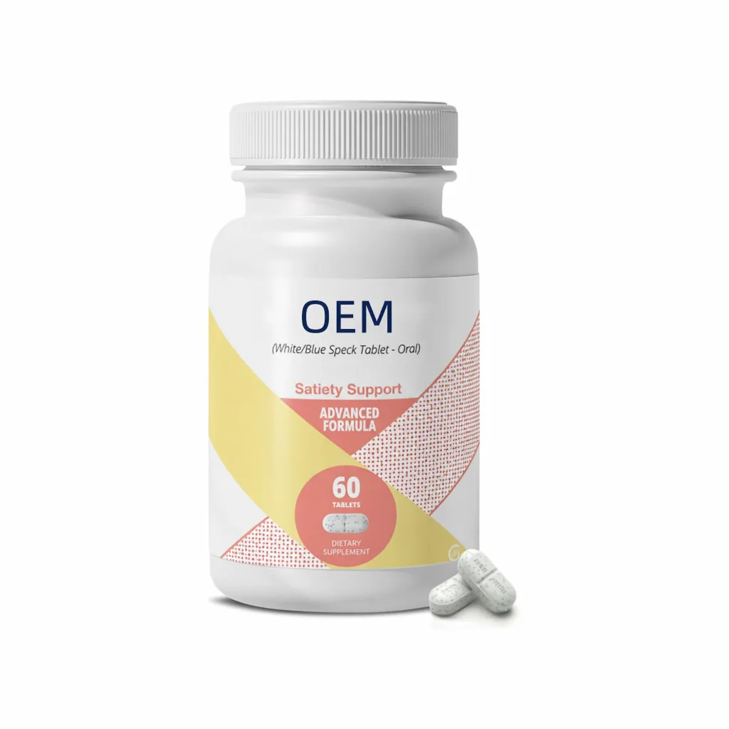 Satiety Support Advanced Formula Tablets 60 Count White Blue Speck Oral OEM Dietary Supplement